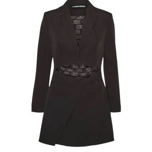 Something New Dress Womens 8 Winnie Cutout Long Sleeve Black Blazer Minidress